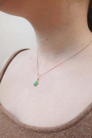 Chrysoprase + 18k Gold Bead Necklace (small)
