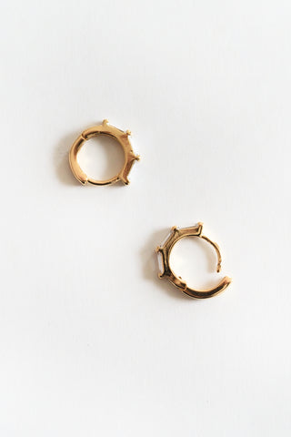 Clear Baguette Huggie Hoops