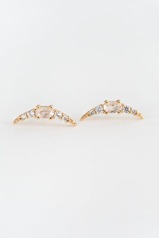 Climber Crescent Moon Stud Earrings