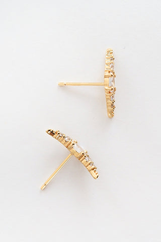 Climber Crescent Moon Stud Earrings