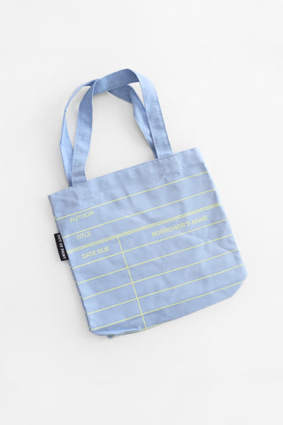 Mini Blue Library Card Tote Bag
