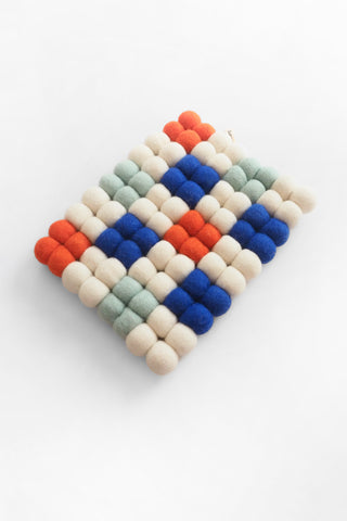 Coral + Electric Blue Checkered Rectangle Trivet
