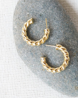 Croissant Twisted C Hoop Earrings