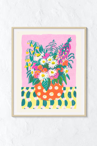 Daisies and Dots Risograph Print