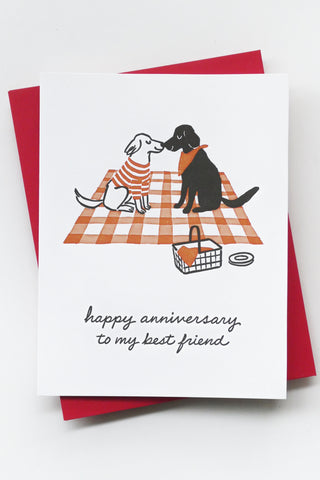 Dog Picnic Anniversary Greeting Card