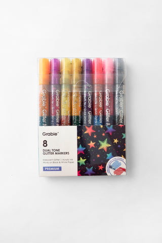 Dual Tone Iridescent Glitter Acrylic Paint Marker Set