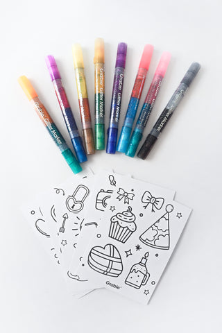 Dual Tone Iridescent Glitter Acrylic Paint Marker Set