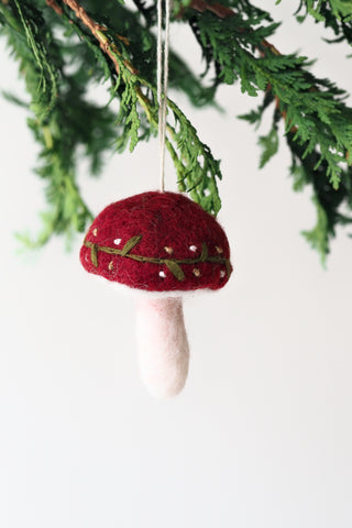 Embroidery Mushroom Felt Ornament