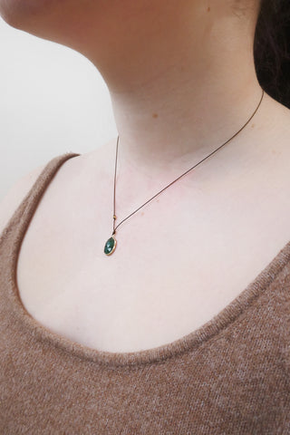 Emerald + 14k Gold Bead Necklace