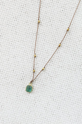 Emerald + 18k Gold Beaded Necklace