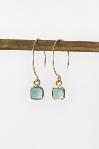 18k Emerald Square Earring