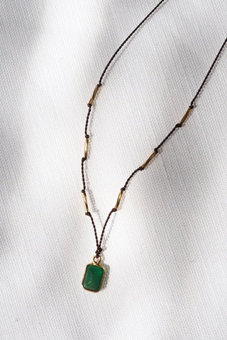 Emerald + 22kt Gold Necklace