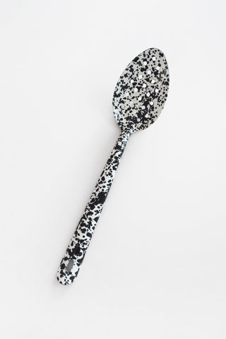 Marbled Black Enamel Slotted Spoon