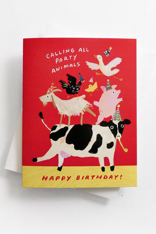 Farm Party Animal Birthday Greeting Card