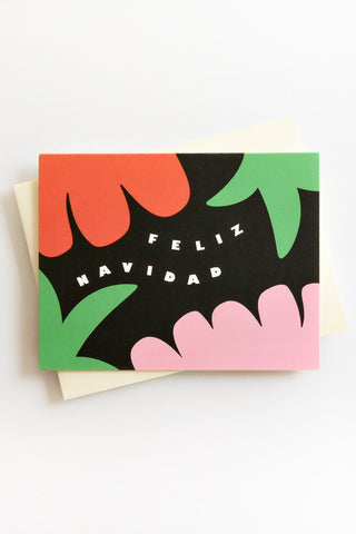 Feliz Navidad Tropical Floral Greeting Card