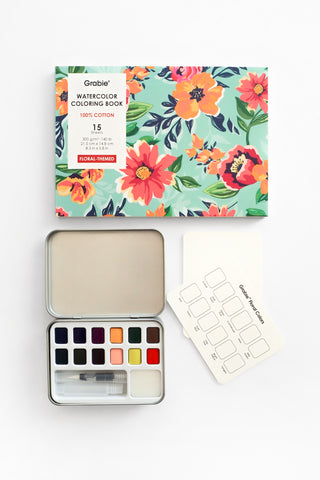 Floral-Themed Watercolor Coloring Club Box