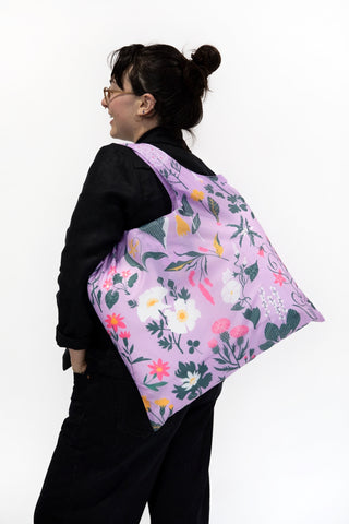 Floral Art Sack Reusable Tote Bag