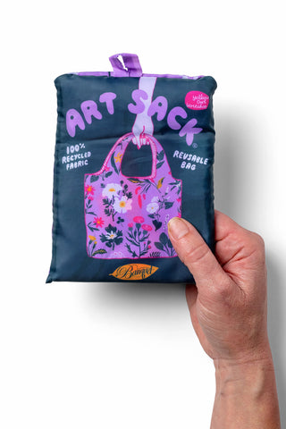 Floral Art Sack Reusable Tote Bag