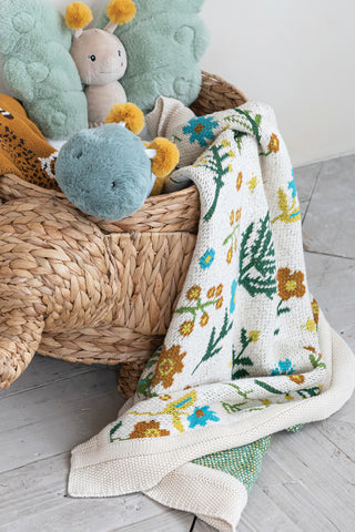 Floral Cotton Knit Baby Blanket