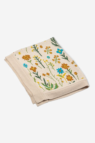 Floral Cotton Knit Baby Blanket