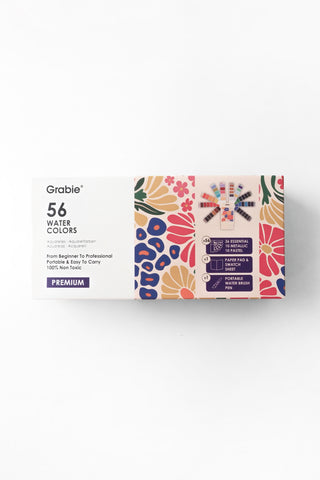 Foldable Watercolor Set Of 56 With Water Brush Pen