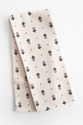 Folk Pixel White Tea Towel