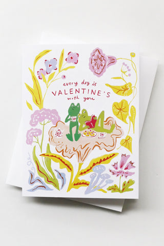 Frog Picnic Valentine Greeting Card