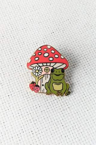 Frog & Mushroom Enamel Pin