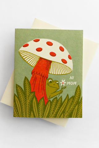 Frog and Mushroom Mom Greeting Card