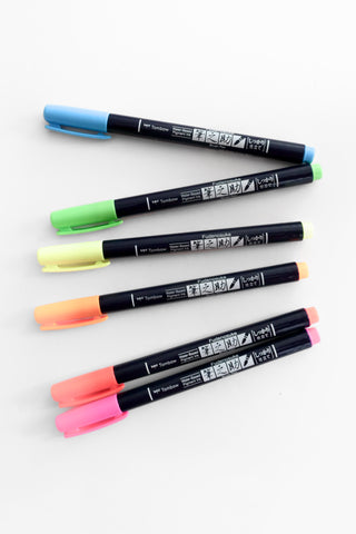 Fudenosuke Neon Calligraphy Brush Pen Set