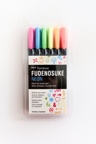 Fudenosuke Neon Calligraphy Brush Pen Set