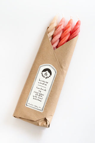 Gathering Beeswax Spiral Tapers