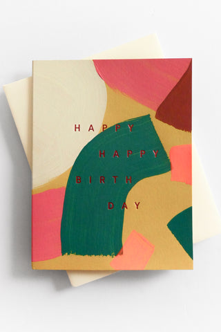 Colorful birthday card with abstract design and 'Happy Birthday' text on a white background