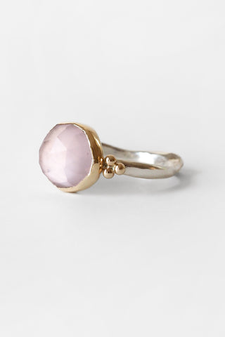 Geometric Rose Quartz Ring