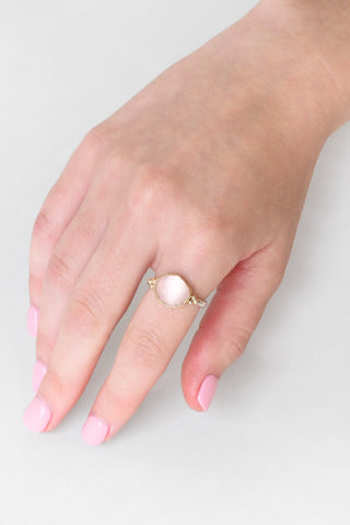 Geometric Rose Quartz Ring