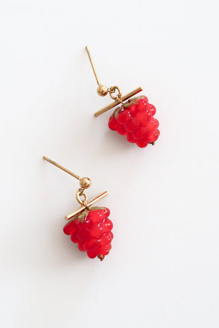 Glass Raspberry Charm Earrings