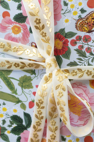 Gold Daisy Velvet Ribbon