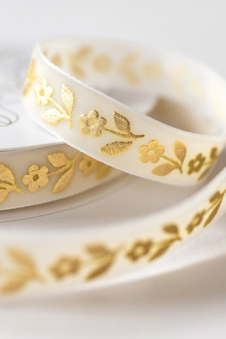 Gold Daisy Velvet Ribbon