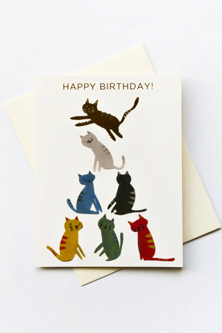 Gold Kitty Birthday Greeting Card