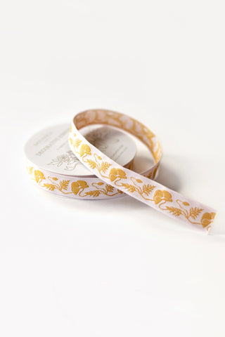 Gold Poppy Embroidered Ribbon
