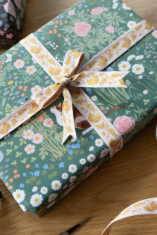 Gold Poppy Embroidered Ribbon