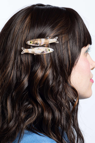 Gold Sardine Alligator Hair Clip Set