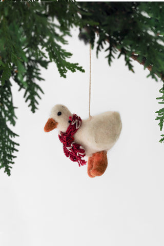 Goose w/ Scarf Felt Ornament