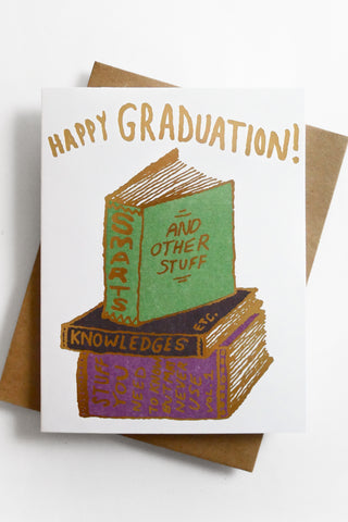 Graduation Important Books Foil Greeting Card