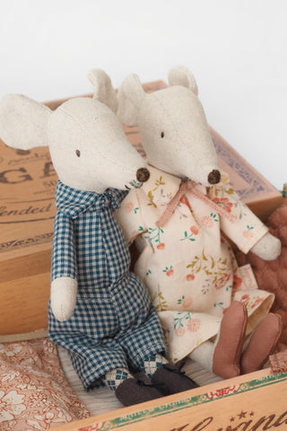 Grandma + Grandpa Mice in Cigarbox