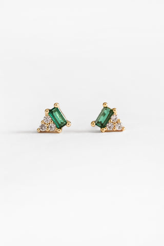 Green Baguette Geometrical Studs
