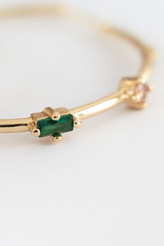 Green Baguette Hoop Earrings