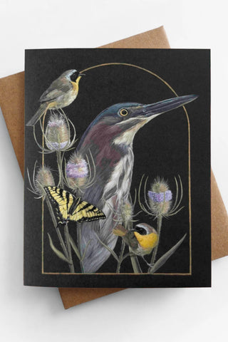 Green Heron & Yellowthroat Greeting Card