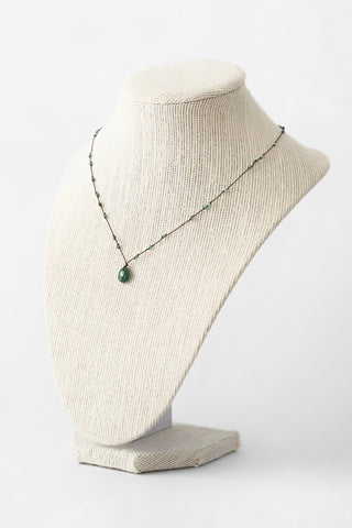 Knotted Chrome Diopside + Emerald Necklace