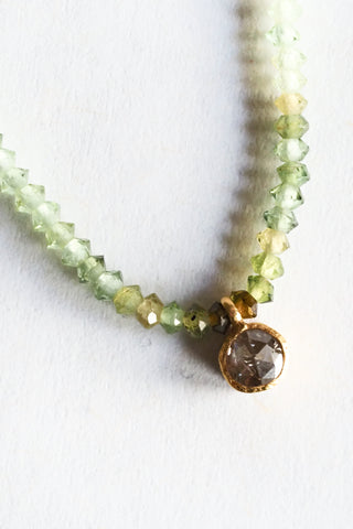 Green Tourmaline + Diamond Necklace
